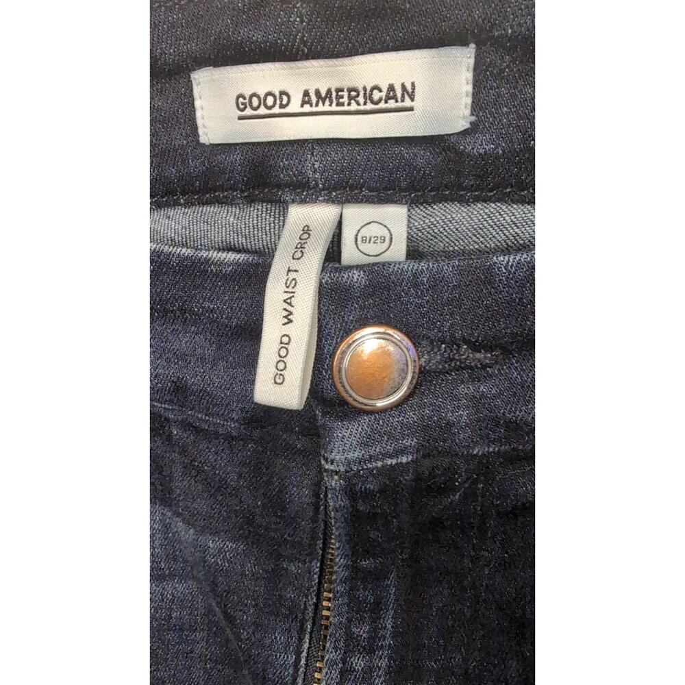 Good American Good Waist Crop Jeans Size 8 29 Dark Wash High Rise Slim - Picture 2 of 4